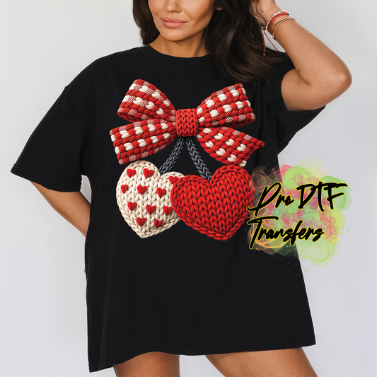 VD371 Hearts and Bow Valentine Full Color DTF Transfer