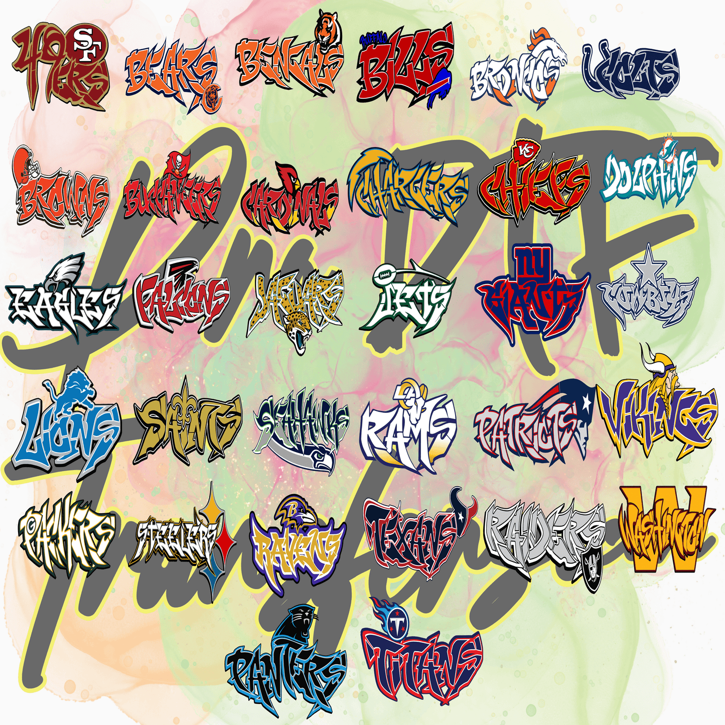 FB1G Graffiti Art Football Teams Full Color DTF Transfer