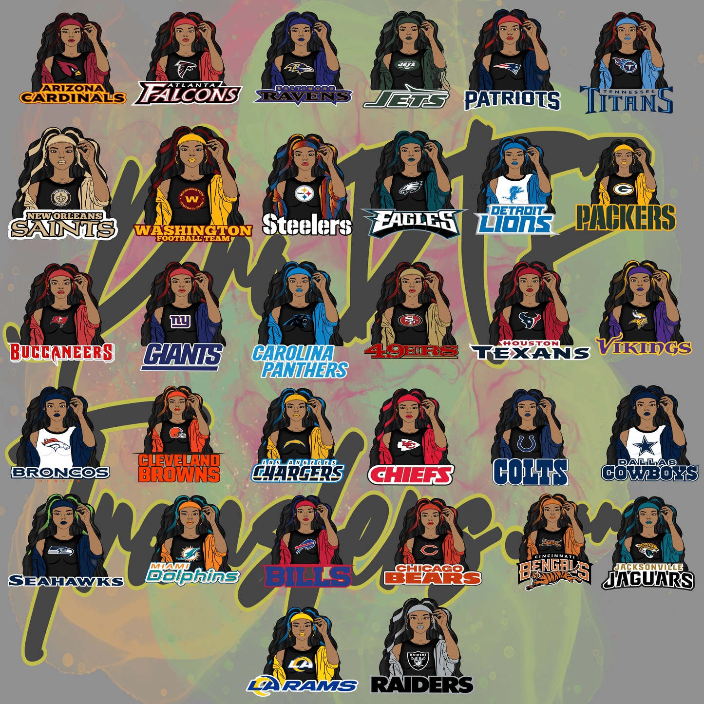 FB2G Football Girl Teams Full Color DTF Transfer