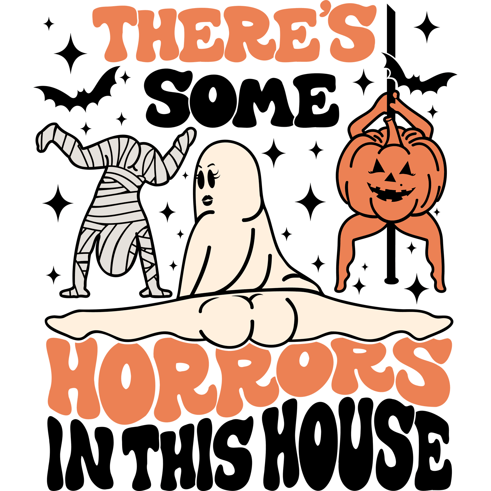 HW307 Horrors in the House Full Color DTF Transfer - Pro DTF Transfers