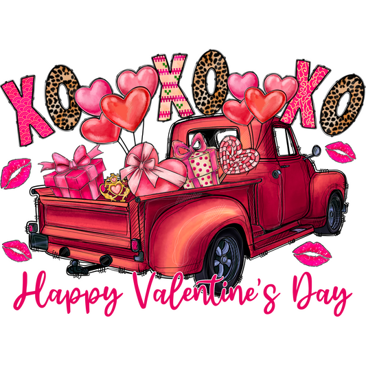 VD251 XOXO Valentine Truck Full Color Transfer - Pro DTF Transfers