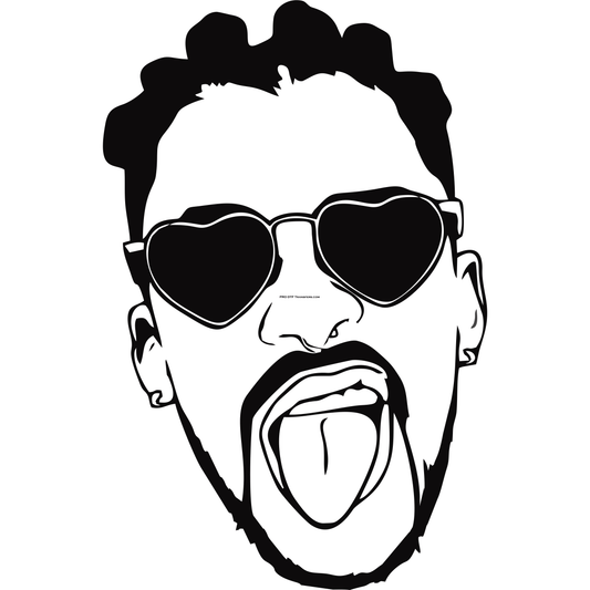 Bad Bunny Face Black and White Full Color DTF Transfer - Pro DTF Transfers