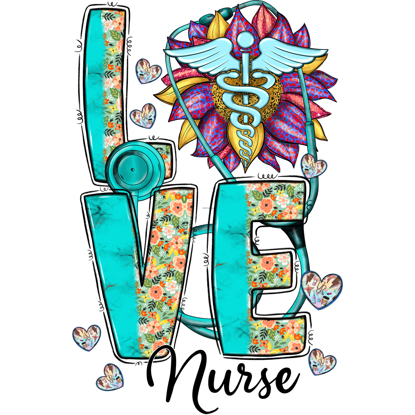N5 Love Nurse 2 Full Color DTF Transfer - Pro DTF Transfers