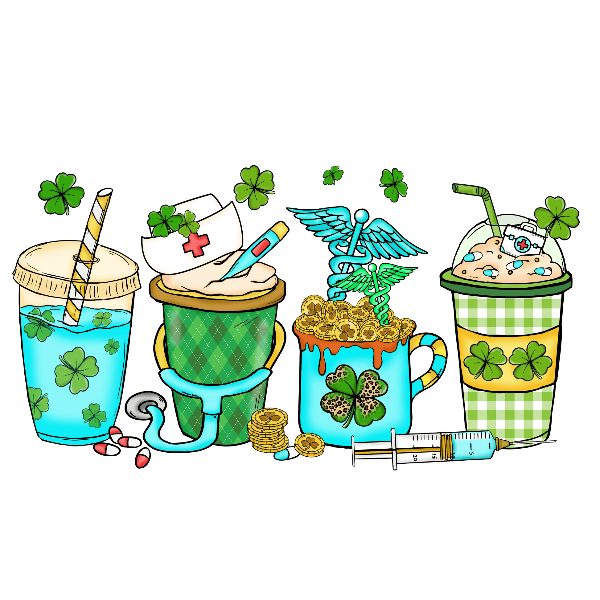 St Patrick Latte Nurse Full Color DTF Transfer - Pro DTF Transfers