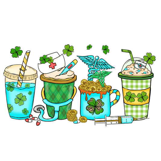 St Patrick Latte Nurse Full Color DTF Transfer - Pro DTF Transfers