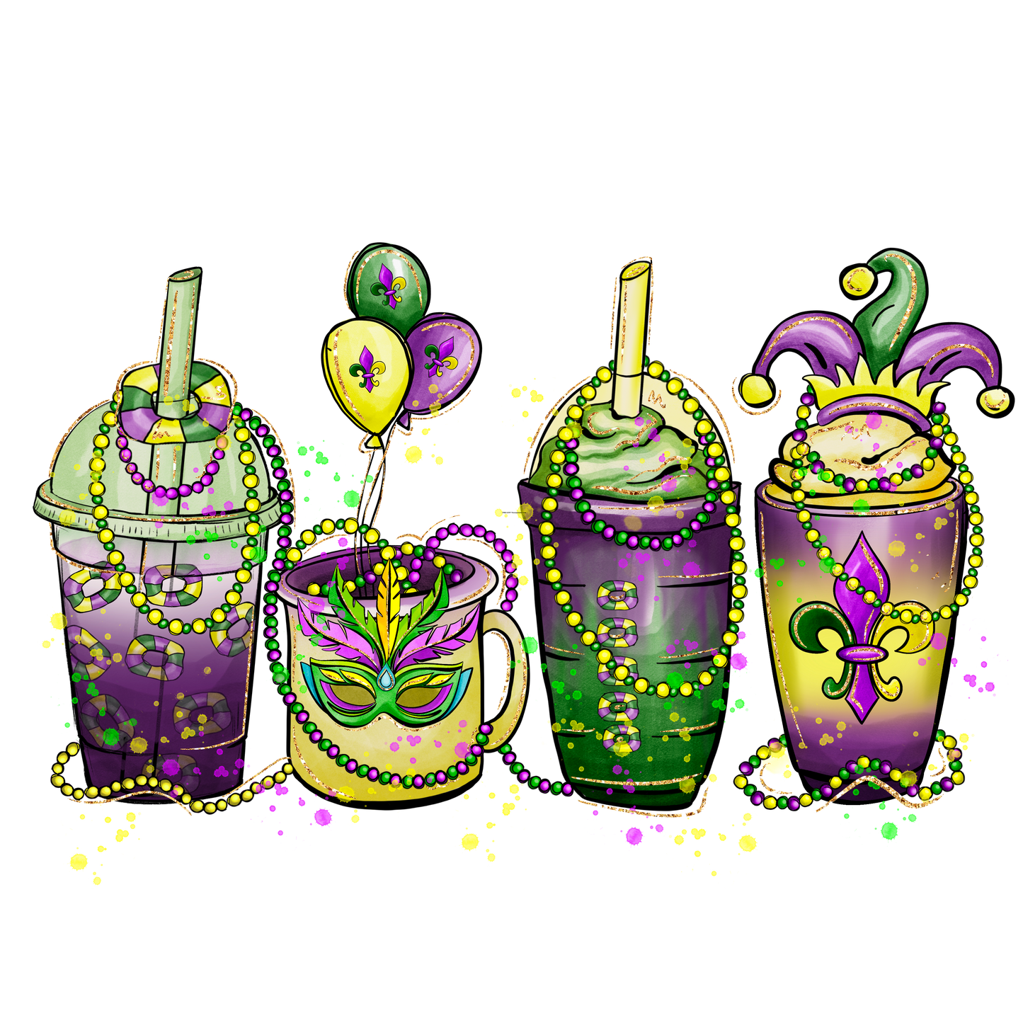 MG22 Latte Beads Mardi Gras Full Color Transfer - Pro DTF Transfers