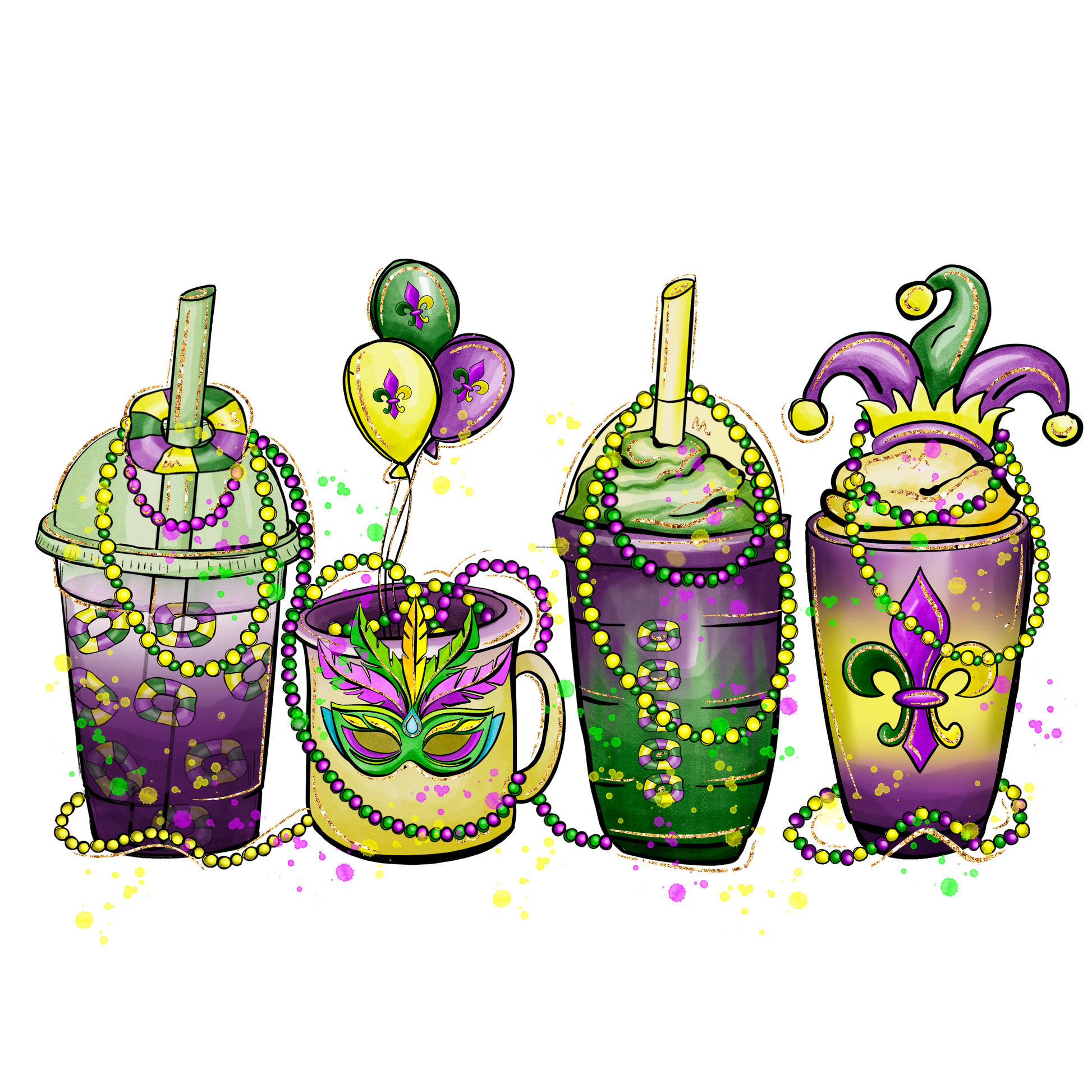 MG22 Latte Beads Mardi Gras Full Color Transfer - Pro DTF Transfers