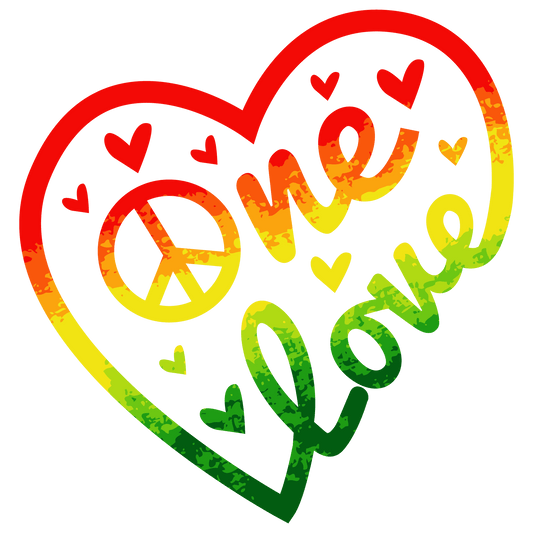 BH140 One Love Heart Full Color DTF Transfer - Pro DTF Transfers