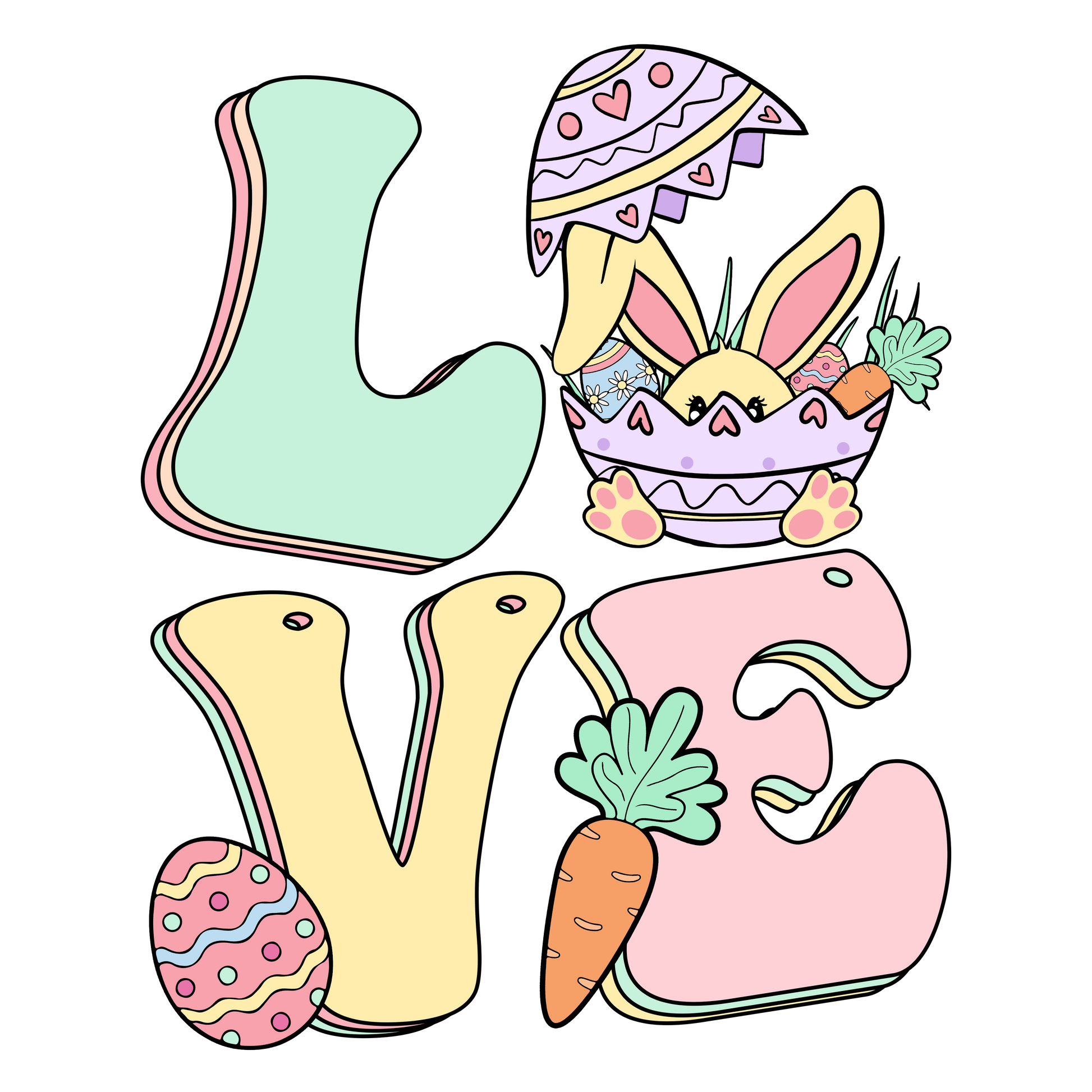 E44 Easter Love 2 Full Color DTF Transfer - Pro DTF Transfers