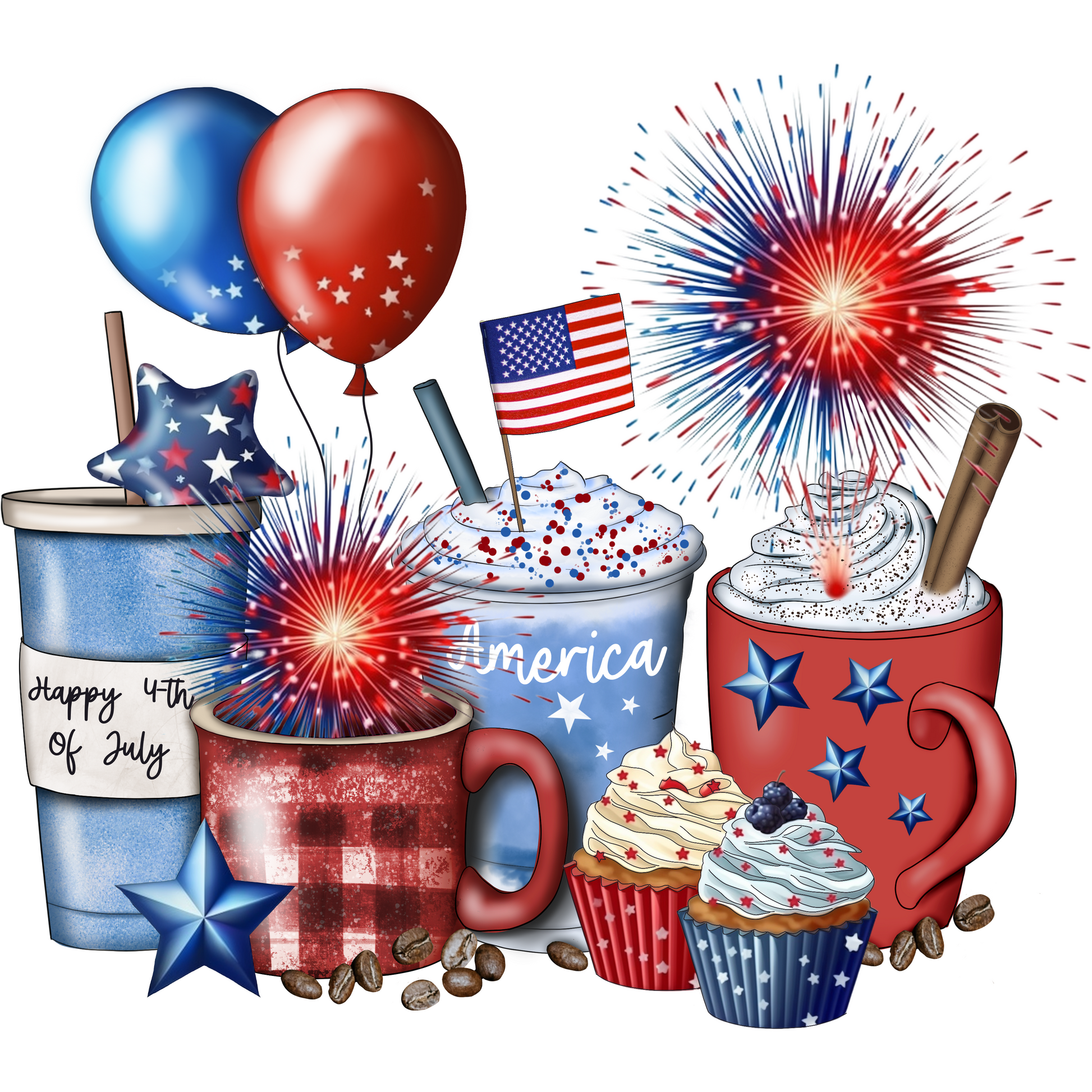J48 4th of July Latte Full Color DTF Transfer - Pro DTF Transfers