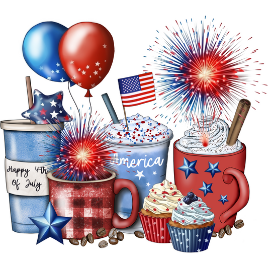 J48 4th of July Latte Full Color DTF Transfer - Pro DTF Transfers