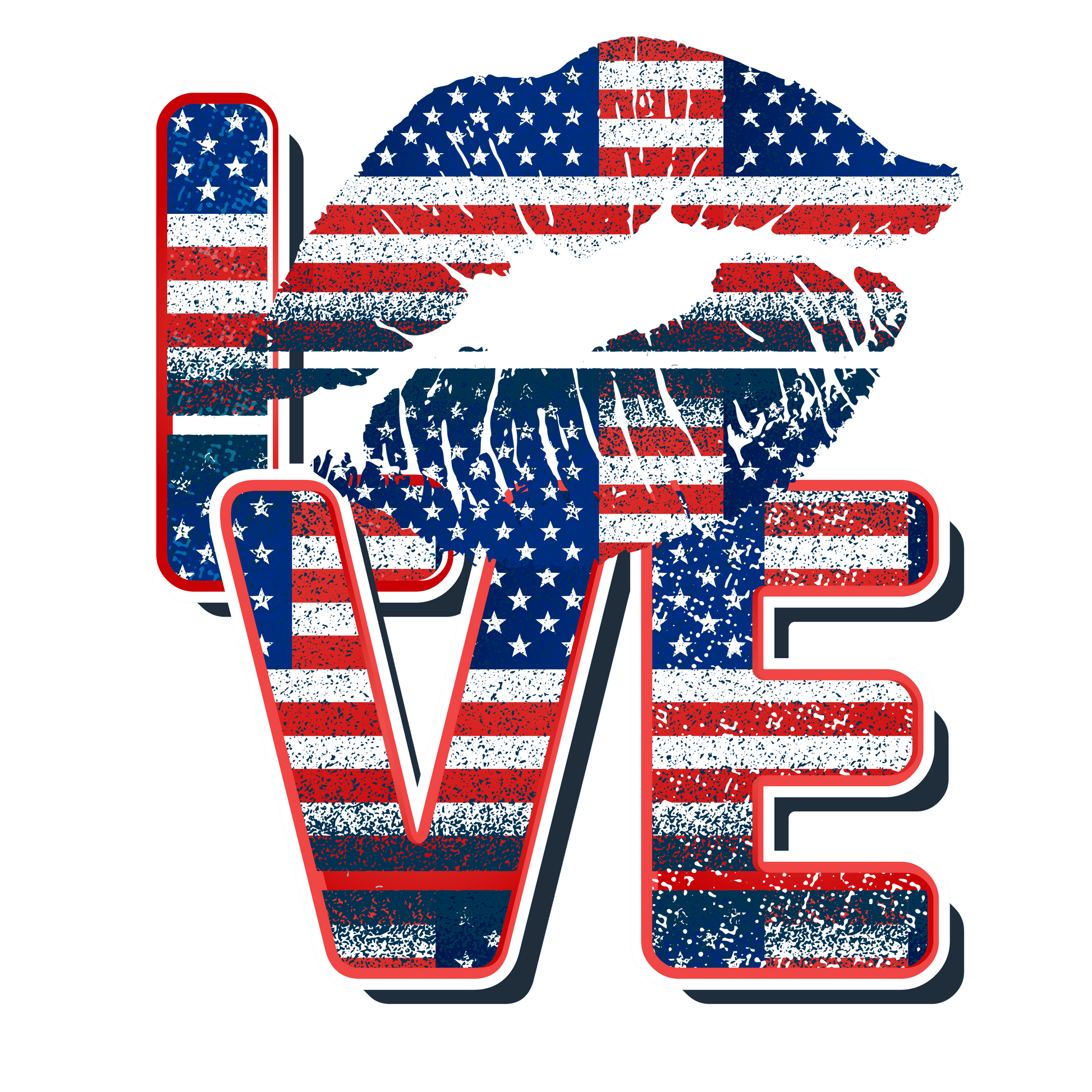 J52 4th of July Love Lips Full Color DTF Transfer - Pro DTF Transfers