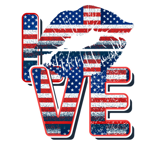 J52 4th of July Love Lips Full Color DTF Transfer - Pro DTF Transfers
