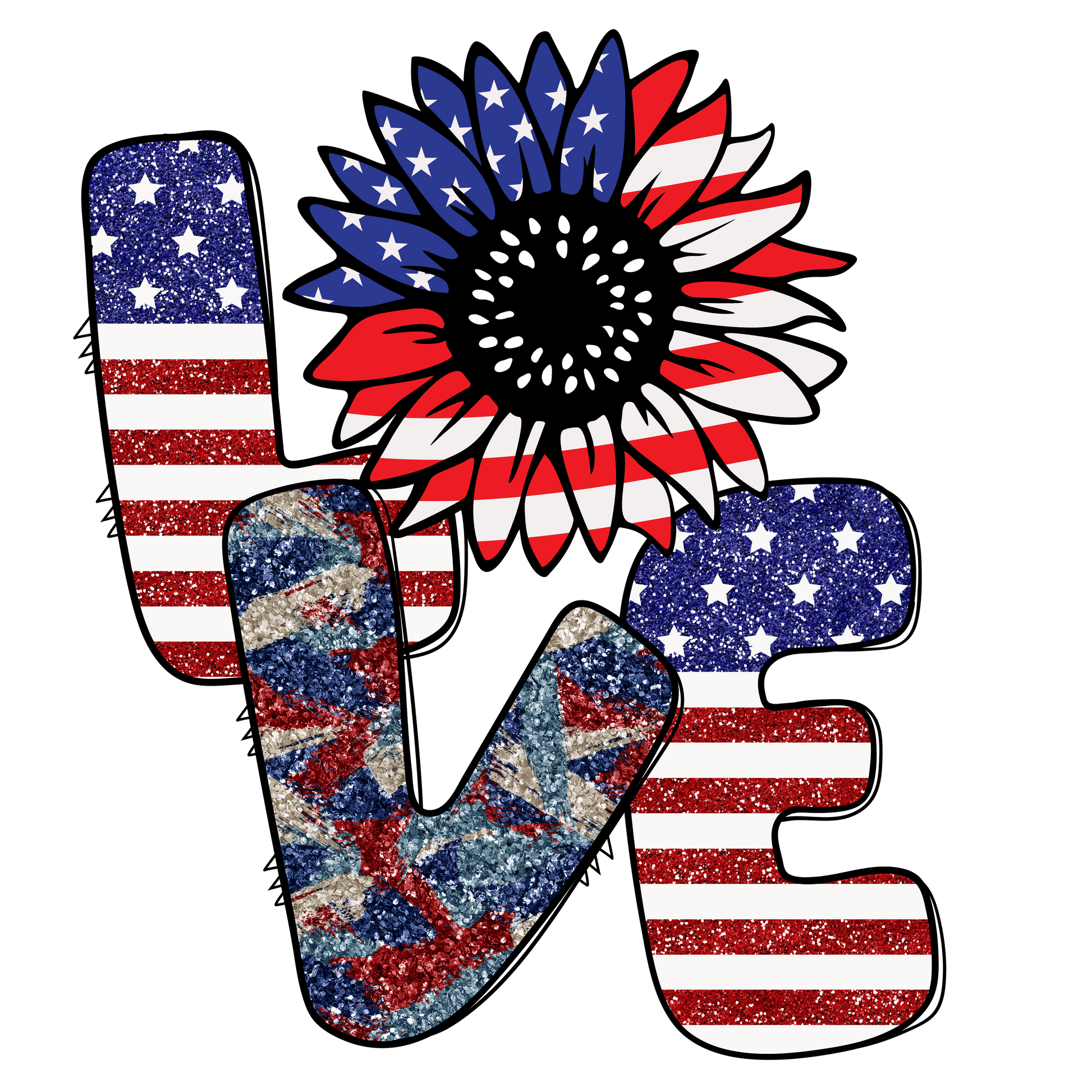 J53 4th of July Love Full Color DTF Transfer - Pro DTF Transfers