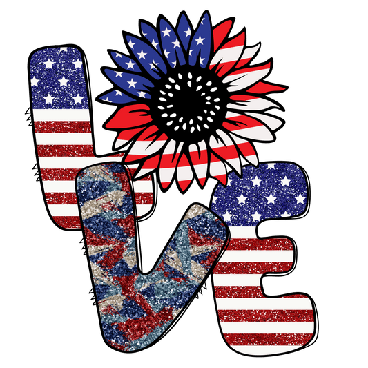 J53 4th of July Love Full Color DTF Transfer - Pro DTF Transfers