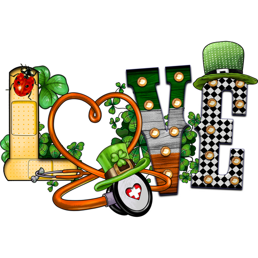 Love Nurse St Patrick's Day Full Color DTF Transfer - Pro DTF Transfers