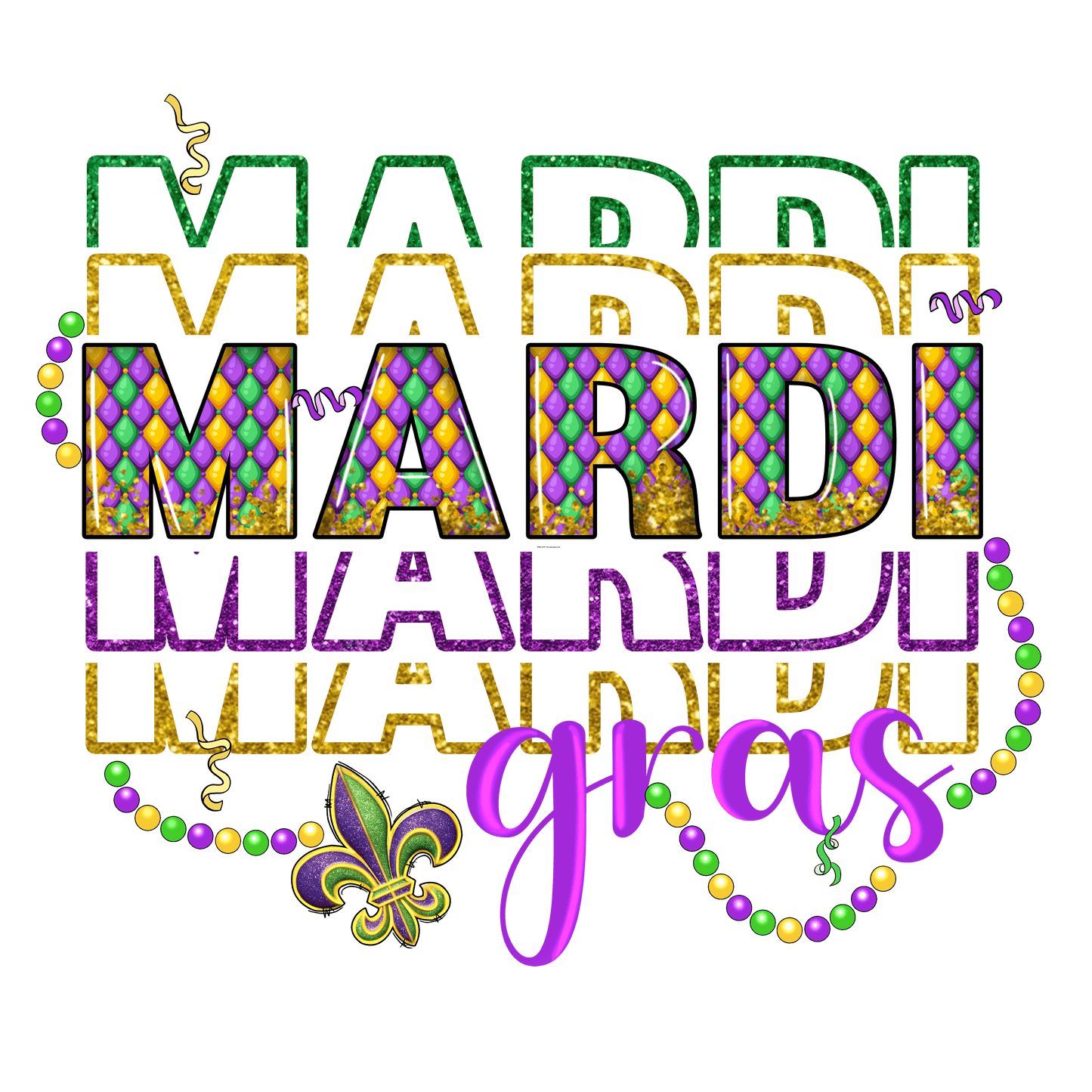 MG53 Beads Mardi Gras Full Color Transfer - Pro DTF Transfers