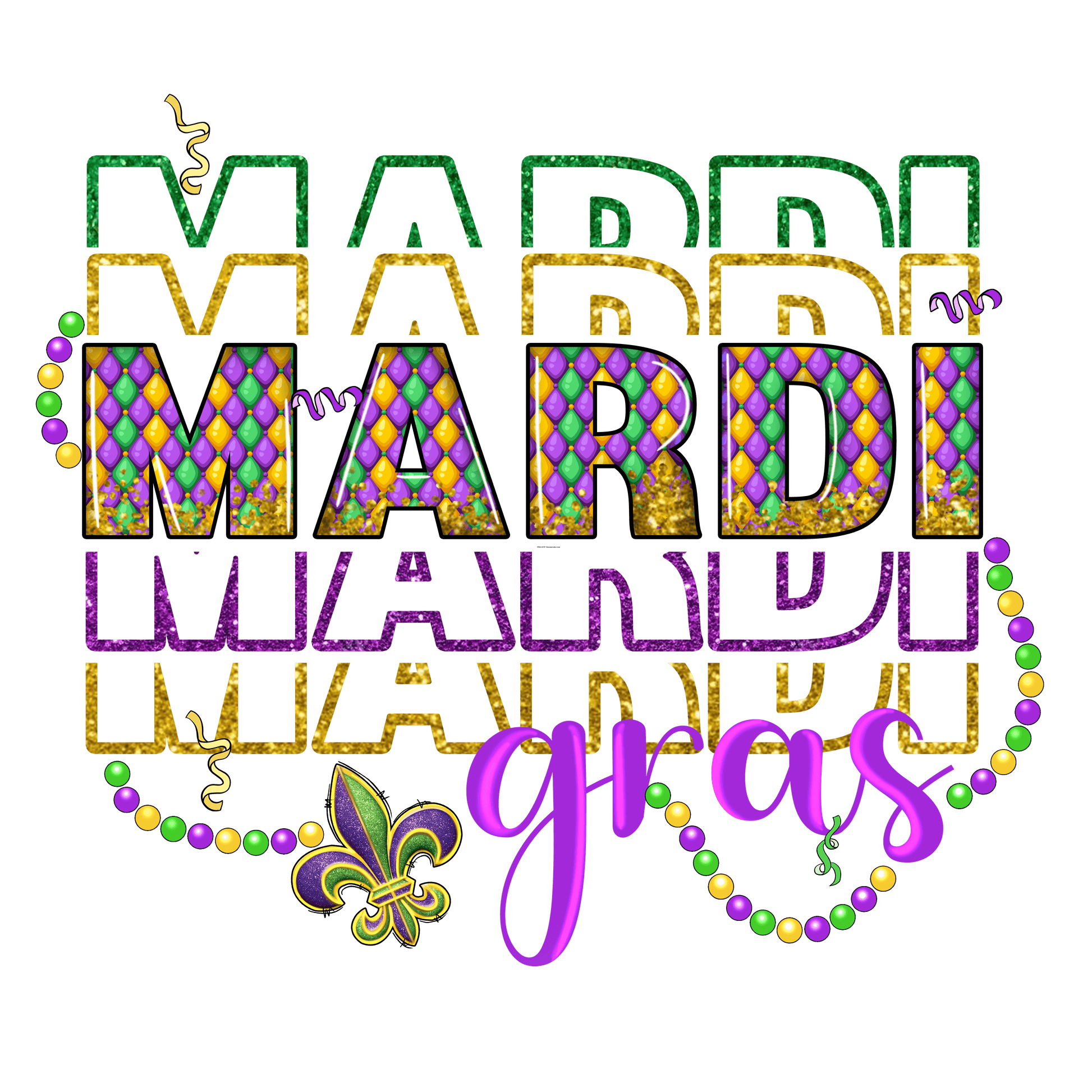 MG53 Beads Mardi Gras Full Color Transfer - Pro DTF Transfers