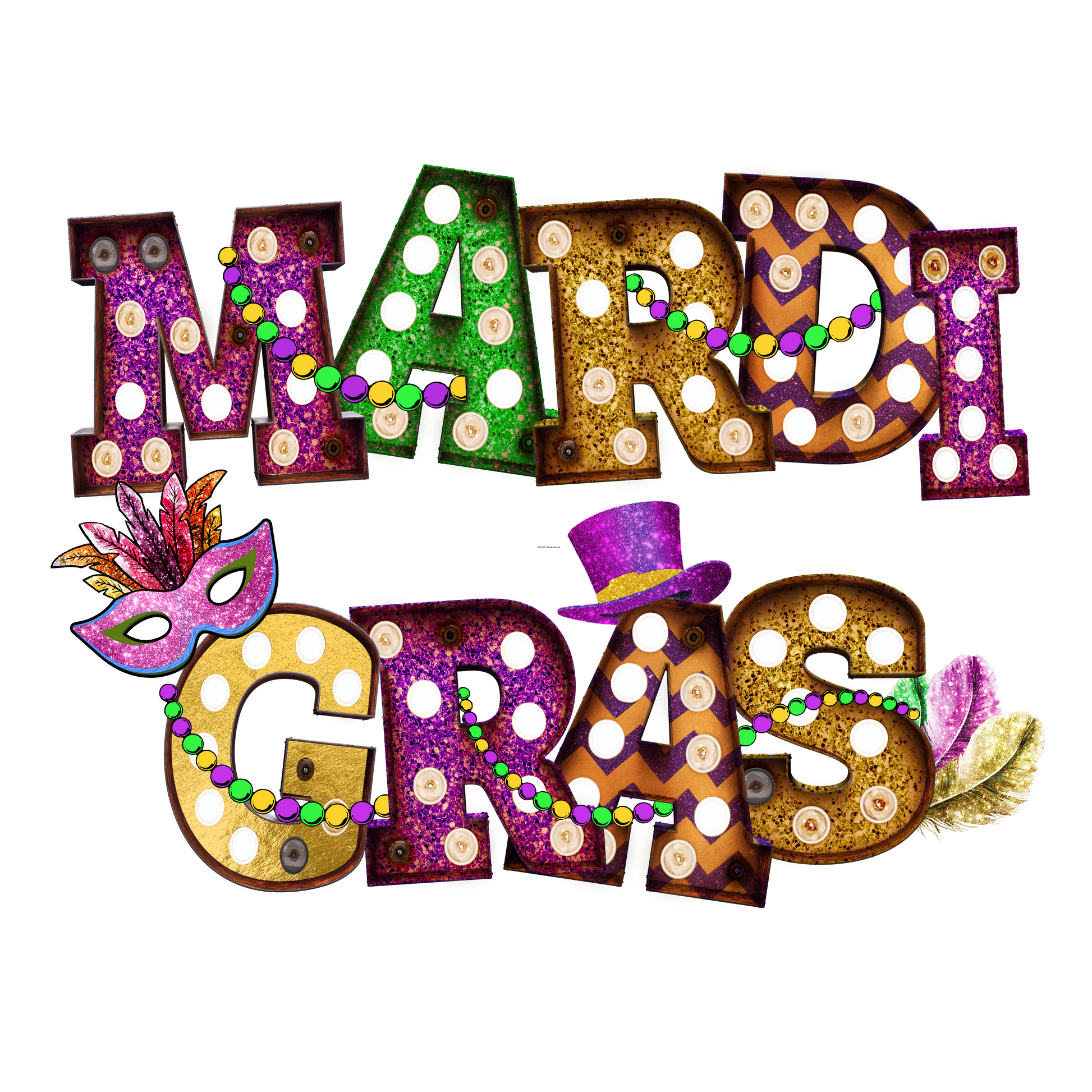 MG41 Mardi Gras Hat Full Color DTF Transfer - Pro DTF Transfers