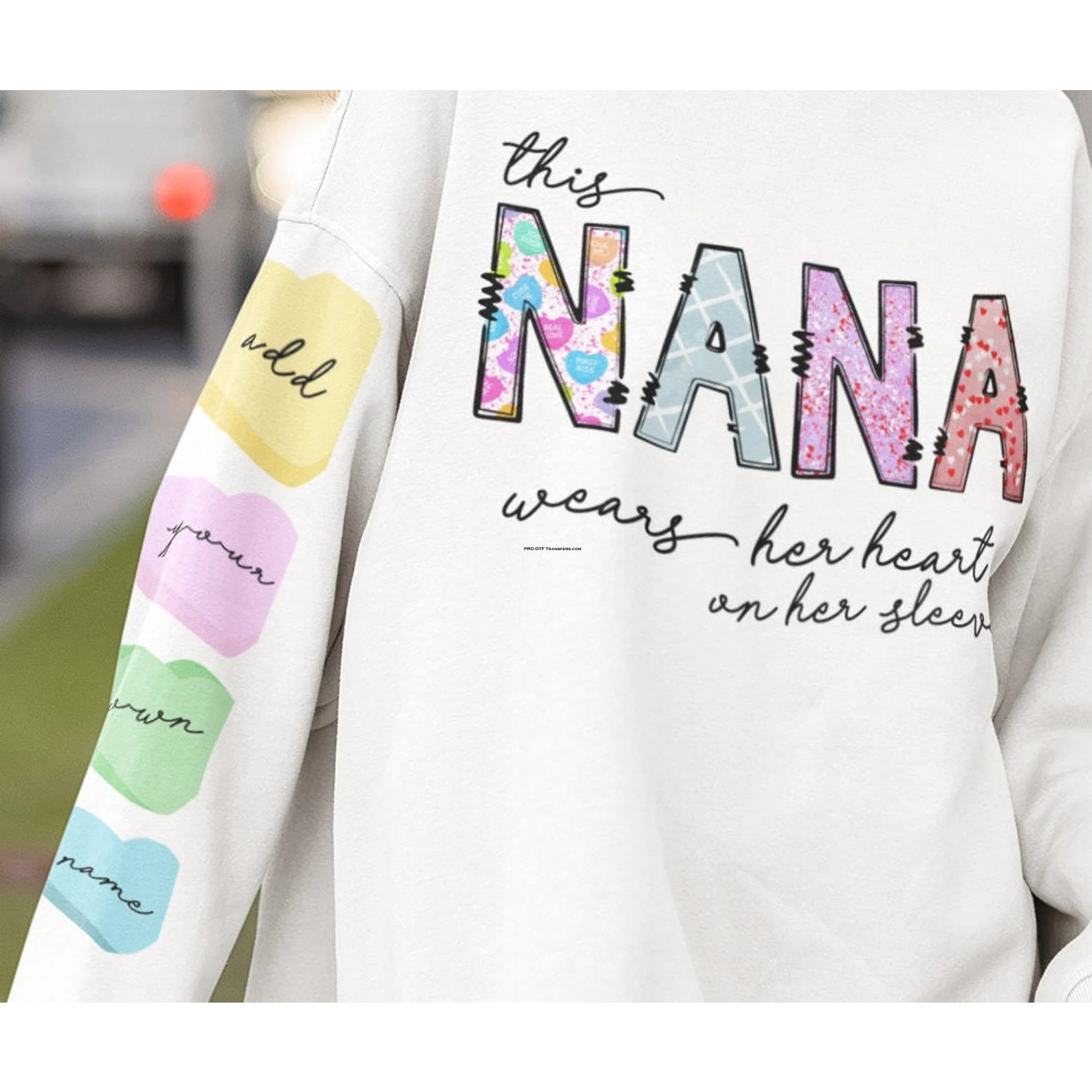 Mama Wears Her Heart Custom Add Names Full Color Transfer - Pro DTF Transfers