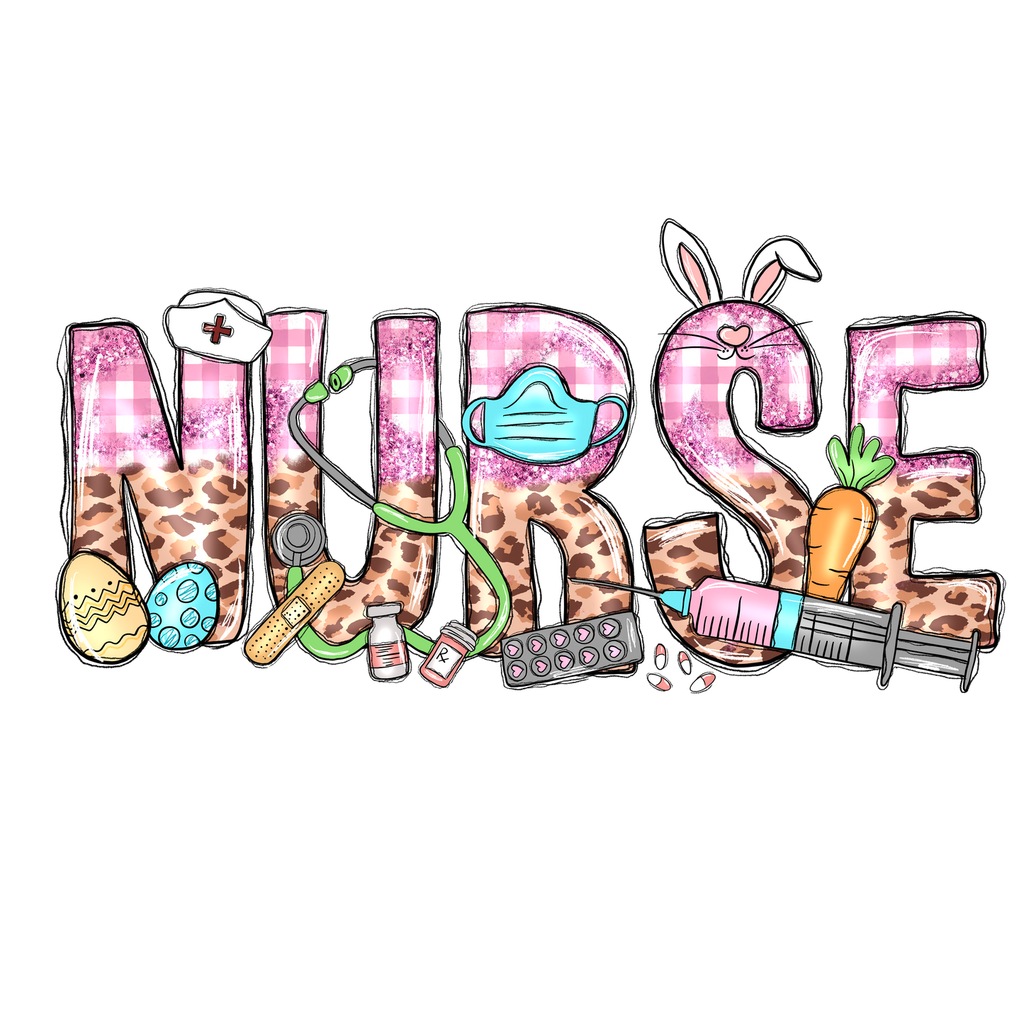 N137 Easter Nurse 9 Full Color DTF Transfer - Pro DTF Transfers