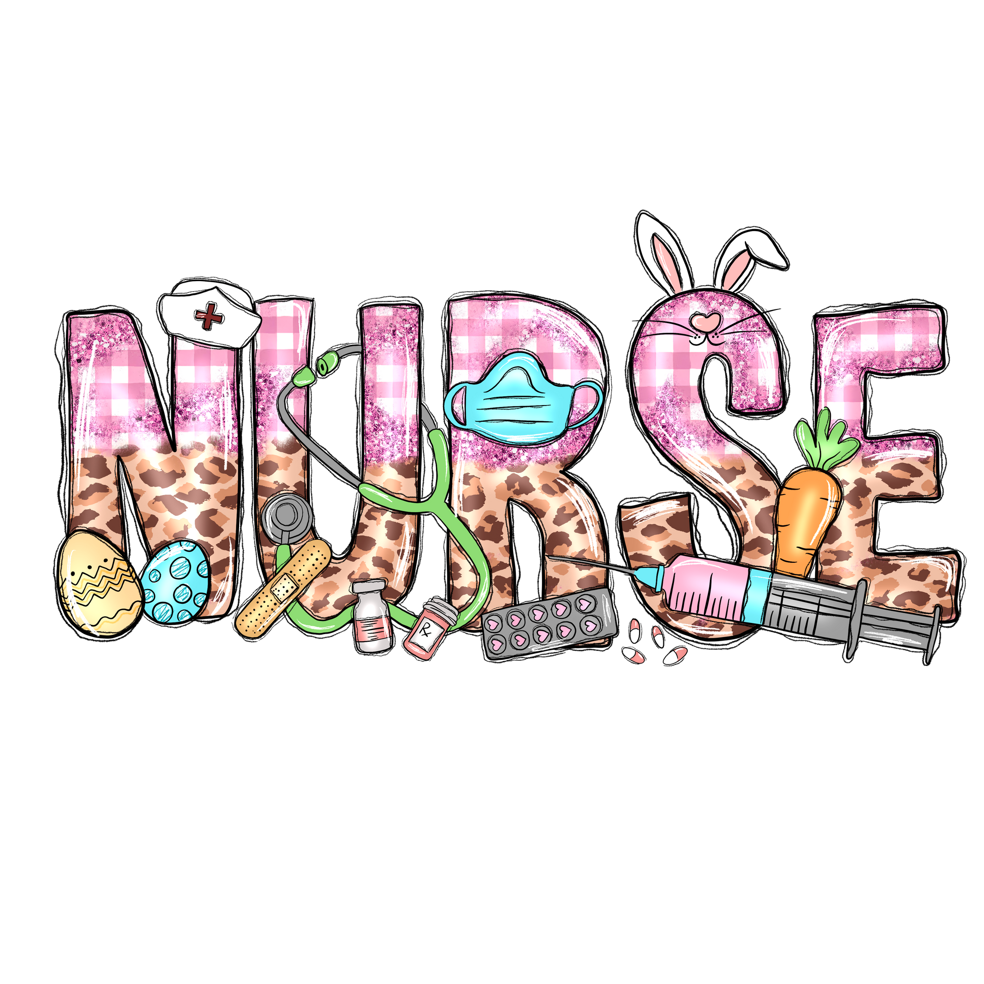 N137 Easter Nurse 9 Full Color DTF Transfer - Pro DTF Transfers