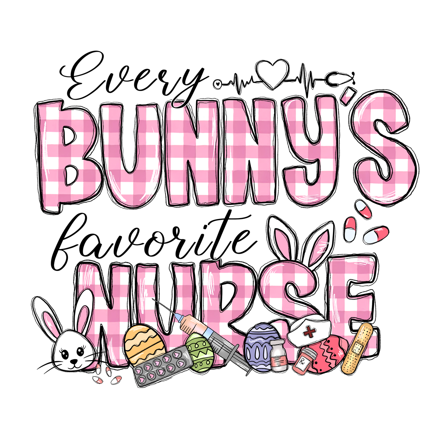 N138 Easter Fav Nurse Full Color DTF Transfer - Pro DTF Transfers