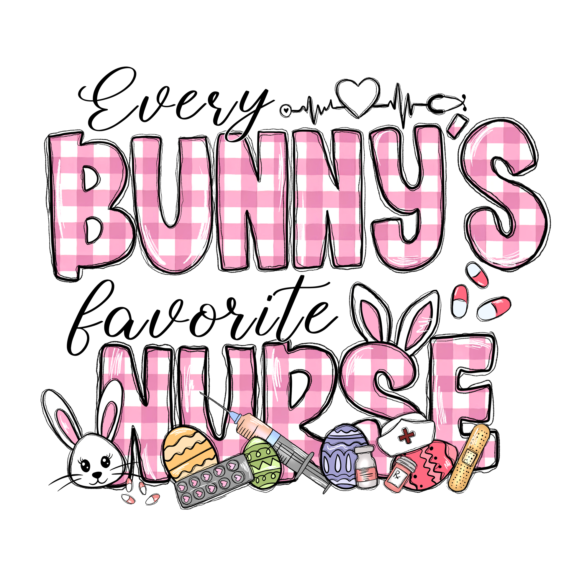 N138 Easter Fav Nurse Full Color DTF Transfer - Pro DTF Transfers