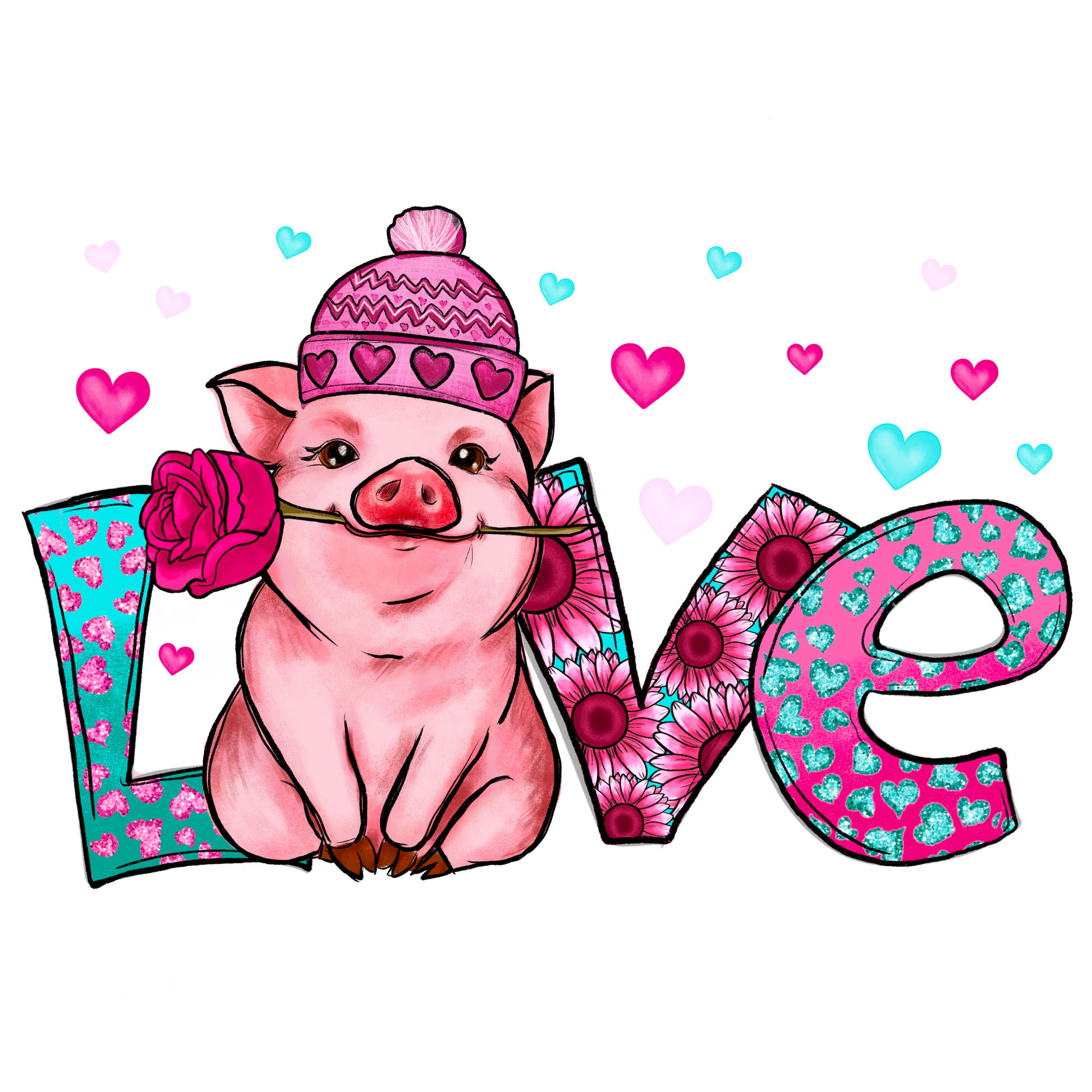 Pig Love Full Color Transfer - Pro DTF Transfers