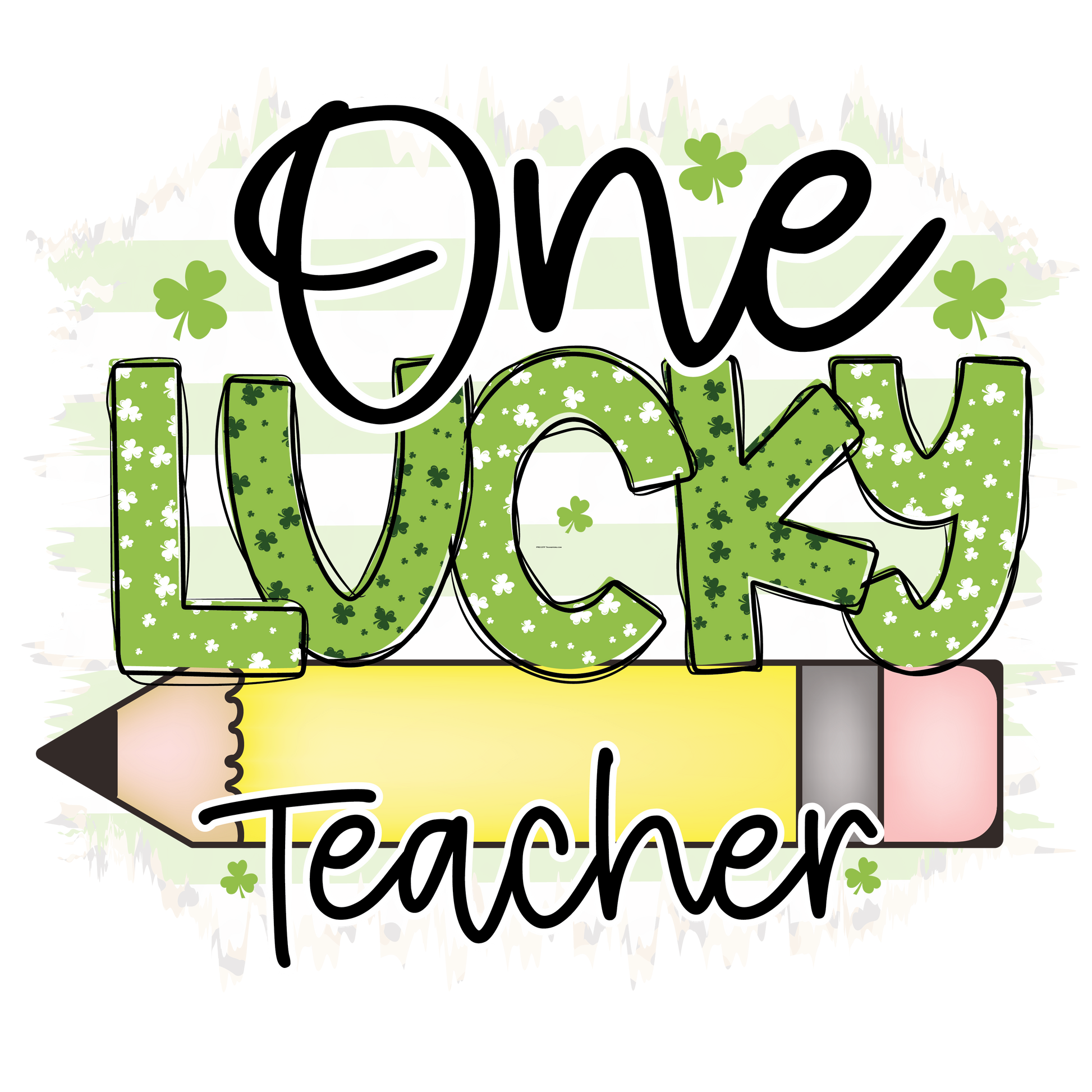 Lucky Teacher 2 Clover Full Color DTF Transfer - Pro DTF Transfers