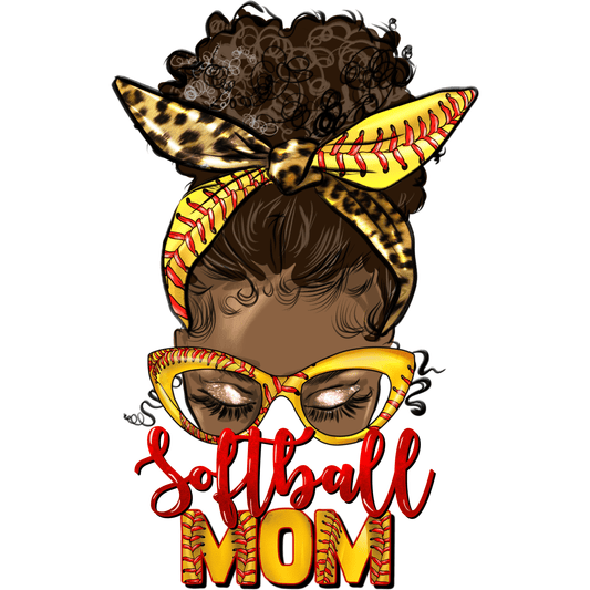 S11 SoftBall Mom Messy Bun Full Color DTF Transfer - Pro DTF Transfers