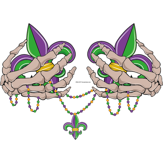 MG71 Skeleton Hands Mardi Gras Full Color Transfer - Pro DTF Transfers