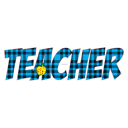 Teacher Blue Plaid Full Color DTF Transfer - Pro DTF Transfers