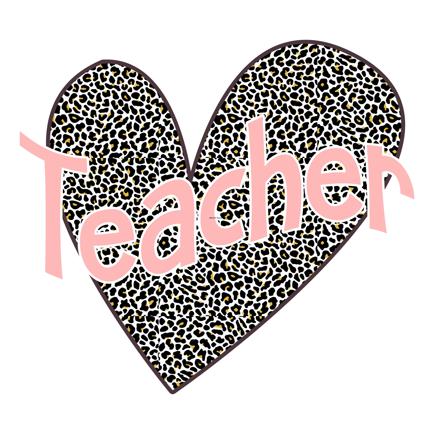 Teacher Leopard Heart Full Color DTF Transfer - Pro DTF Transfers