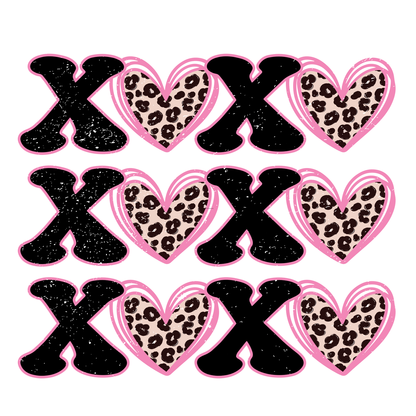 XOXO Hearts Full Color Transfer - Pro DTF Transfers