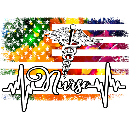 N60 Nurse American Flag 2 Full Color DTF Transfer - Pro DTF Transfers