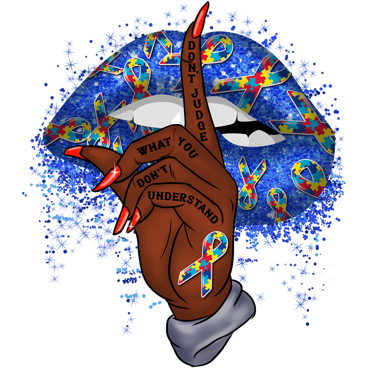 AA13 Autism Lips Full Color DTF Transfer - Pro DTF Transfers