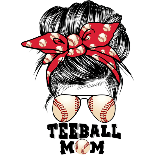 S10 TeeBall Mom Messy Bun Full Color DTF Transfer - Pro DTF Transfers